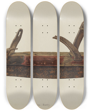 Triptych art skateboard deck of Eugene Bartz Ice Skate by Eugene Bartz