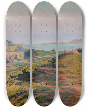 Triptych art skateboard deck of Gustave Cariot Maison Pen Ar Chastel La Pointe Du Chteau Perrosguirrec by Gustave Cariot (1872-1950)