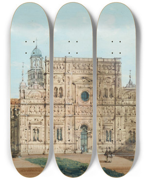 Triptych art skateboard deck of Carlo Grubas Pavia Certosa by Carlo Grubas (1810-1870)