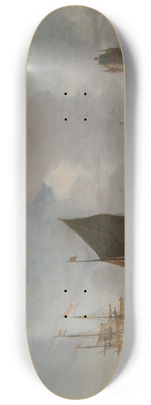 Hendrick van Anthonissen - Ships near Zierikzee with the Zuidhavenpoort in the Background 8.25 inch art skate deck