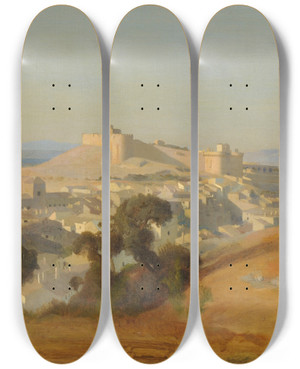 Triptych art skateboard deck of Prosper Marilhat Villeneuvelsavignon by Prosper Marilhat (1811-1847)