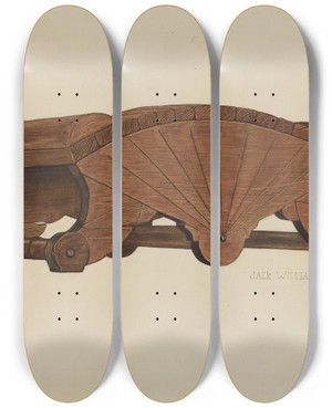 Triptych art skateboard deck of Jack Williamson Footstool by Jack Williamson