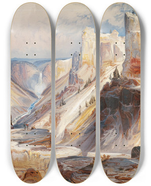 Triptych art skateboard deck of Thomas Moran The Grand Canyon Yellowstone_1 by Thomas Moran (1837-1926)