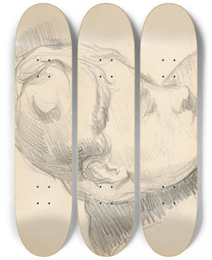 Triptych art skateboard deck of Paul Czanne Madame Czanne With Her Head Lowered by Paul Cezanne (1839-1906)