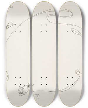 Triptych art skateboard deck of Flix Bracquemond Plateau De La Soupire Ovale by Felix Bracquemond (1833-1914)