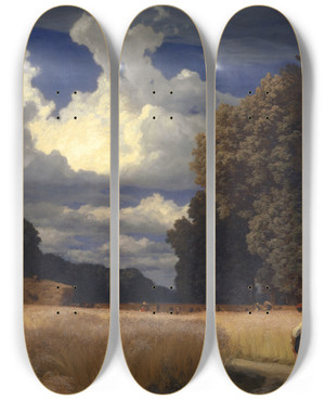 Triptych art skateboard deck of Robert Znd The Harvest by Robert Zund (1827-1909)