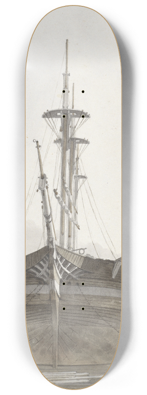 Hendrik Abraham Klinkhamer - Zeilschip van voren gezien in een houthaven 8.25 inch art skate deck