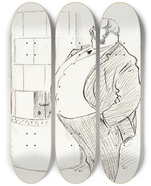 Triptych art skateboard deck of Albert Engstrm Pelle From Smland by Albert Engstrom (1869-1940)