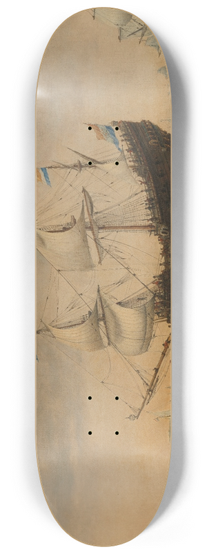 Hendrik Cornelisz. Vroom - A number of East Indiamen off the Coast (The Mauritius and other East Indiamen Sailing out of the Marsdiep) 8.25 inch art skate deck