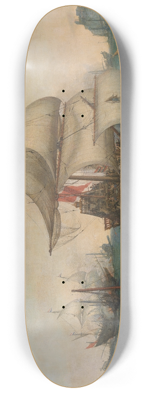 Hendrik Cornelisz. Vroom - Dutch Ships Ramming Spanish Galleys off the English Coast, 3 October 1602 8.25 inch art skate deck