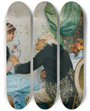 Triptych art skateboard deck of Franz Xaver Simm Johannistrieb by Franz Xaver Simm (1853-1918)