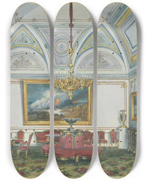Triptych art skateboard deck of Aleksander Kolb Winter Palace Interior by Aleksander Kolb