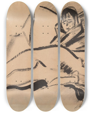 Triptych art skateboard deck of Rik Wouters Sick Woman_1 by Rik Wouters (1882-1916)