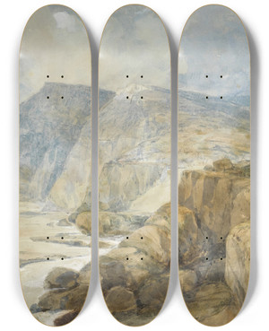 Triptych art skateboard deck of David Roberts Cape Blanco Lebanon by David Roberts (1796-1864)
