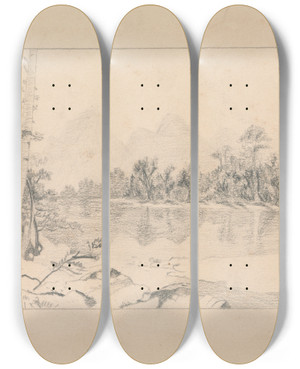 Triptych art skateboard deck of Richard Pettigrew Leitch Landscape by Richard Pettigrew Leitch