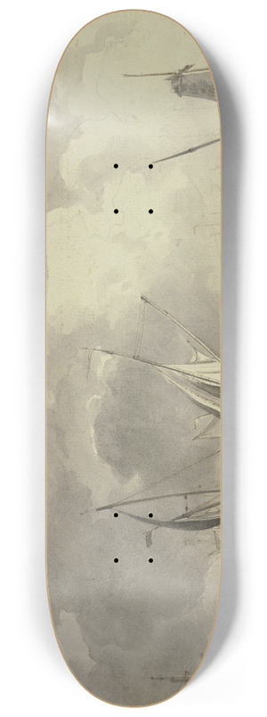 Hendrik Kobell - Bewegte See mit vielen Schiffen, rechts der Hafen mit einer Windmhle und einer groen Kanone 8.25 inch art skate deck