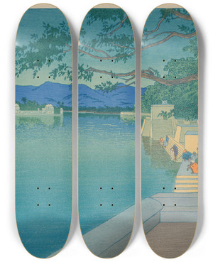 Triptych art skateboard deck of Charles William Bartlett Udaipur_2 by Charles William Bartlett (1860-1940)