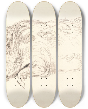 Triptych art skateboard deck of James Ward Wild Boar by James Ward (1769-1859)