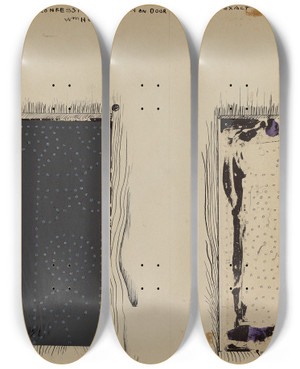 Triptych art skateboard deck of William Hoffman Confessional Screen by William Hoffman