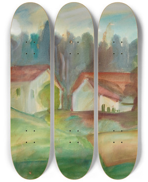Triptych art skateboard deck of Anny Dollschein Huser_2 by Anny Dollschein (1893-1946)