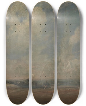 Triptych art skateboard deck of John Constable A View From Hampstead Heath by John Constable (1776-1837)
