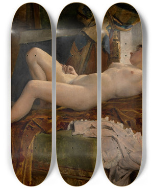 Triptych art skateboard deck of Auguste Durst Resting Model by Auguste Durst (1842-1930)
