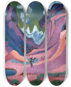 Triptych art skateboard deck of Ernst Ludwig Kirchner Amselfluh by Ernst Ludwig Kirchner (1880-1938)