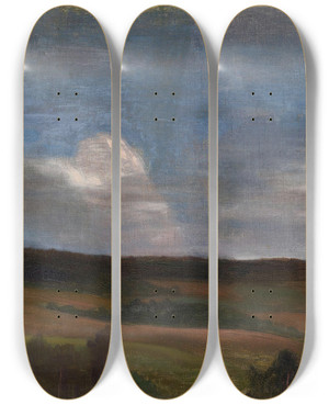 Triptych art skateboard deck of Halfdan Egedius Thunder Clouds by Halfdan Egedius (1877-1899)