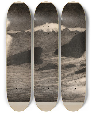 Triptych art skateboard deck of Maxime Maufra La Vague by Maxime Maufra (1861-1918)