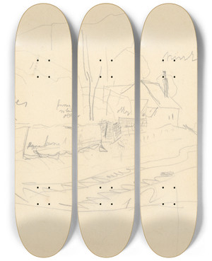 Triptych art skateboard deck of Jn Thain Sketchbook_6 by Jan Thain