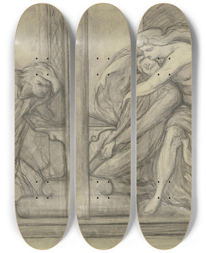 Triptych art skateboard deck of Victor Mller Tannhuser In The Confessional by Victor Muller (1829-1871)