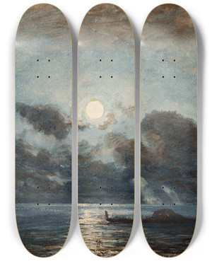 Triptych art skateboard deck of Flix Ziem Venise Clair De Lune by Felix Ziem (1821-1911)