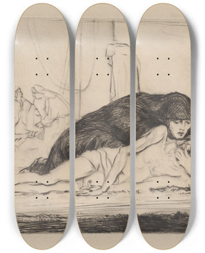 Triptych art skateboard deck of Albert Sterner Eternal by Albert Sterner (1863-1946)
