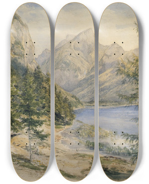 Triptych art skateboard deck of Josef Hger Leopoldsteiner See by Josef Hoger (1801-1877)