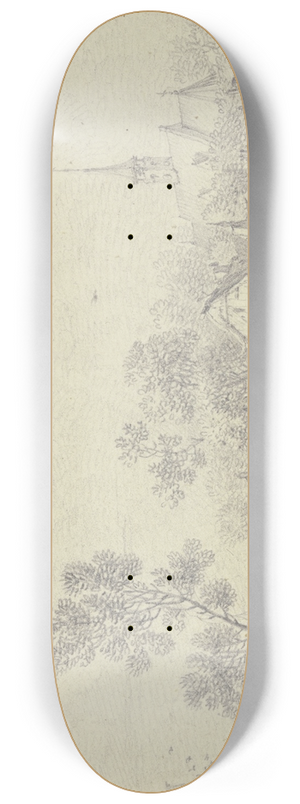 Hendrik Meyer - Bei einem Dorf am Wasser vorn zwei sitzende Mnner 8.25 inch art skate deck