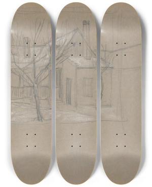 Triptych art skateboard deck of Jn Thain Sketchbook_4 by Jan Thain