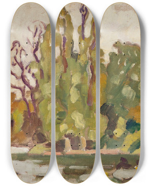 Triptych art skateboard deck of Louis Valtat Bois De Boulogne by Louis Valtat (1869-1952)