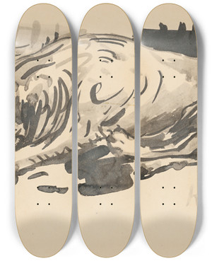 Triptych art skateboard deck of Arnold Peter Weiszkubnan Lying Dog by Arnold Peter Weisz-Kubnan (1898-1944)