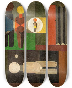 Triptych art skateboard deck of Franz Wilhelm Seiwert Wandbild Fr Einen Fotografen by Franz Wilhelm Seiwert (1894-1933)