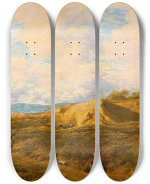 Triptych art skateboard deck of John Linnell Redhill Common Surrey by John Linnell (1792-1882)