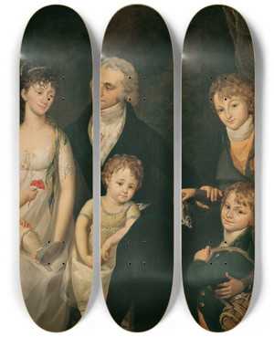 Triptych art skateboard deck of Barbara Krafft Die Familie Anton Von Marx by Barbara Krafft (1764-1825)
