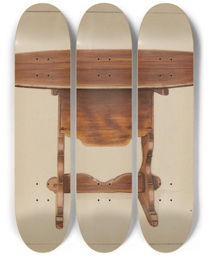 Triptych art skateboard deck of Nicholas Gorid Tip Table Hutch by Nicholas Gorid (20-)