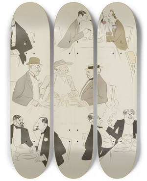 Triptych art skateboard deck of Georges Goursat Sem A Lhotel De Paris by Georges Goursat (Sem) (1863-1934)