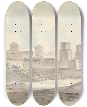Triptych art skateboard deck of Samuel Davis Hurdum by Samuel Davis (1757-1819)