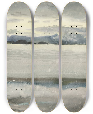 Triptych art skateboard deck of Edwin Austin Abbey Lochlinnhe by Edwin Austin Abbey (1852-1911)