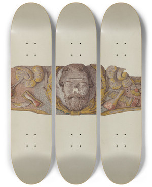 Triptych art skateboard deck of Elizabeth Moutal Stern Piece by Elizabeth Moutal