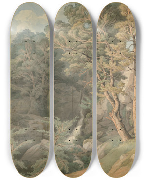 Triptych art skateboard deck of John White Abbott Canonteign Devon by John White Abbott (1763-1851)