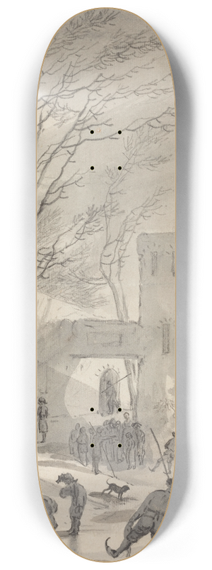 Hendrik van der Straaten - Skaters Outside a City Wall 8.25 inch art skate deck