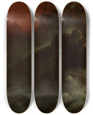 Triptych art skateboard deck of Witold Pruszkowski Uniate Woman by Witold Pruszkowski (1846-1896)