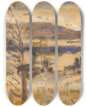 Triptych art skateboard deck of Lovis Corinth Walchensee Landschaft by Lovis Corinth (1858-1925)